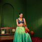 Devi Pacific Green Lehenga in Raw Silk, Chiffon & Crepe