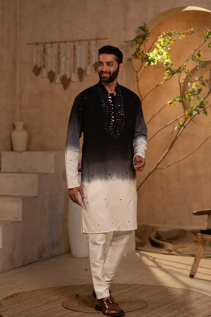 Silvery Black Mirror Kurta