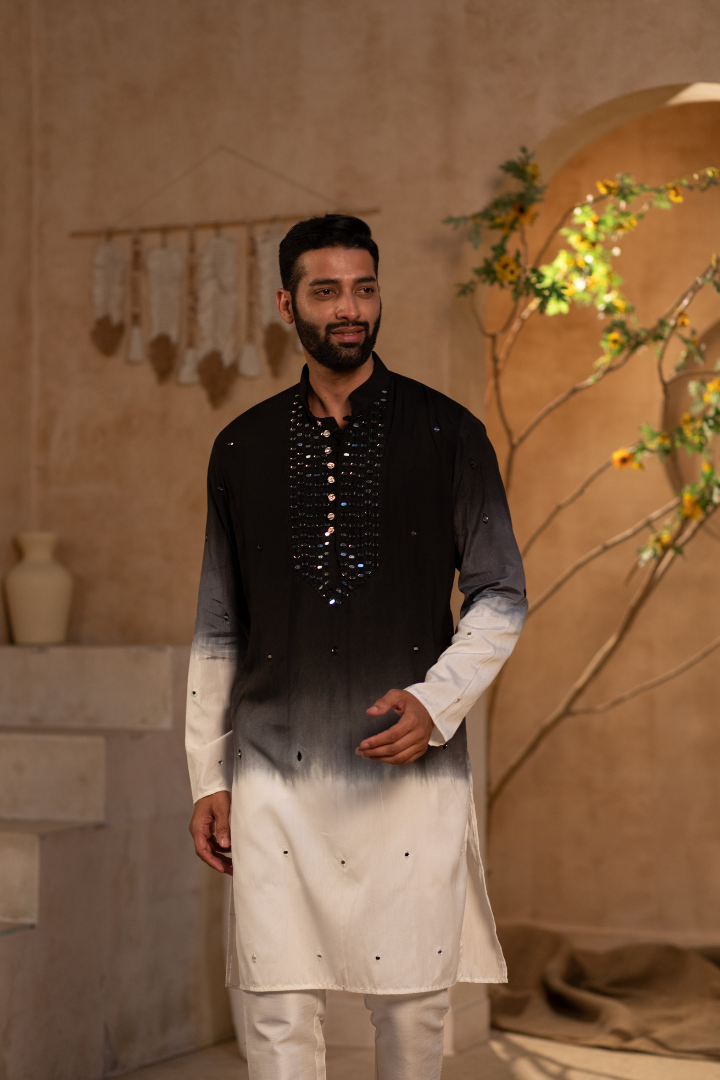 Silvery Black Mirror Kurta