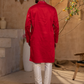 Crimson Red Self-Embroidered Kurta