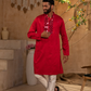 Crimson Red Self-Embroidered Kurta