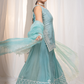 Bubbly Blue Sharara Set with Elegant White Embroidery Detail
