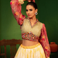 Devi Aloka Yellow Batik Lehenga with Chanderi Silk and Silk Blouse