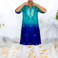 Blue Shaded Kurta with Mirror Neck Detail