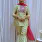 Green Printed Kurta Sharara Set with Bandhani Dupatta and Exquisite Mirror Work