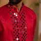 Crimson Red Self-Embroidered Kurta