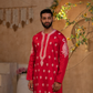 Red Gulal Cotton Silk Kurta