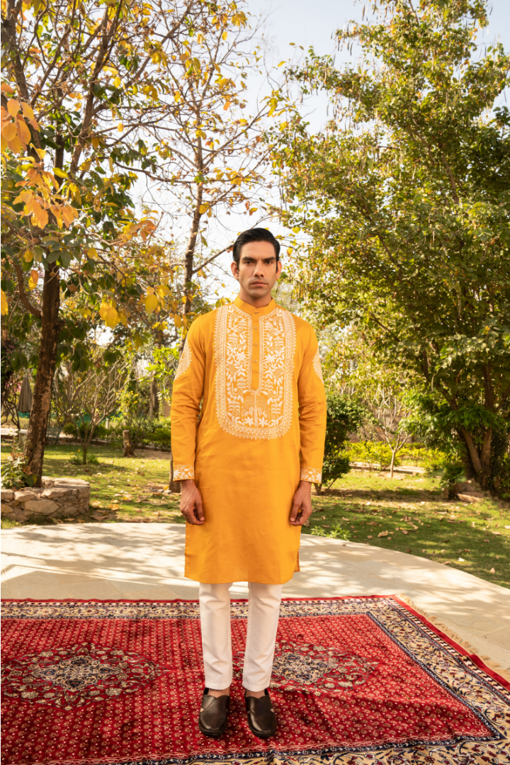 Sophisticated Oyster Yellow Kurta