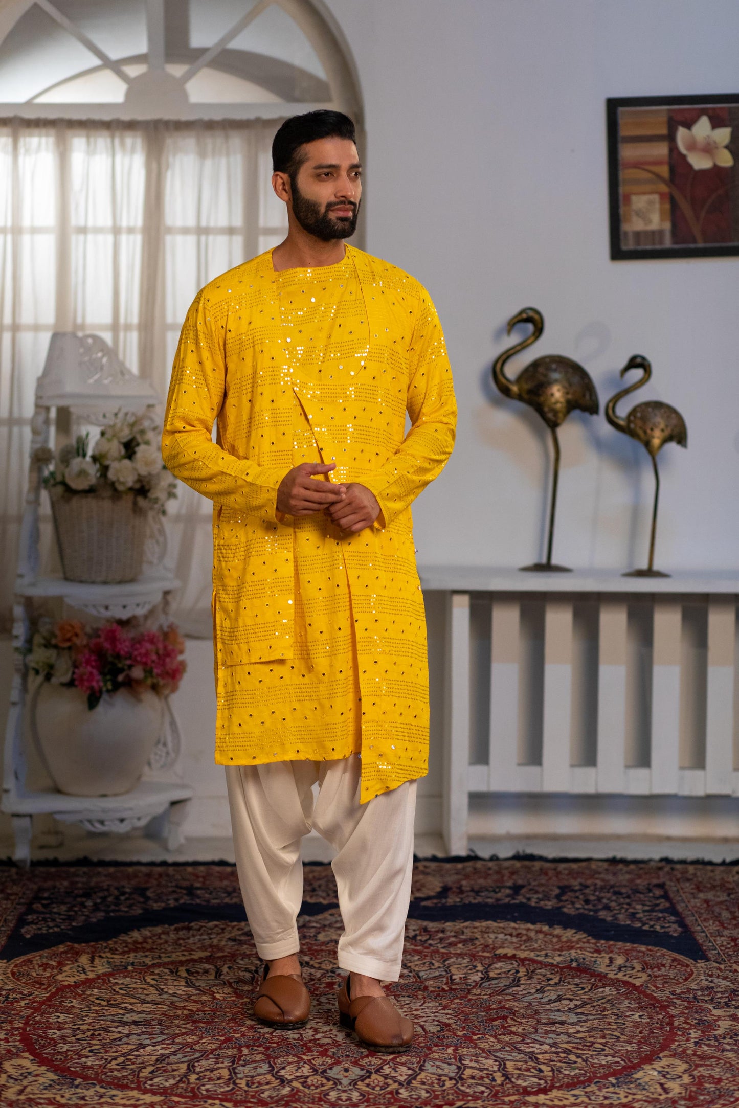 Sunflower Mirror Sequin Kurta