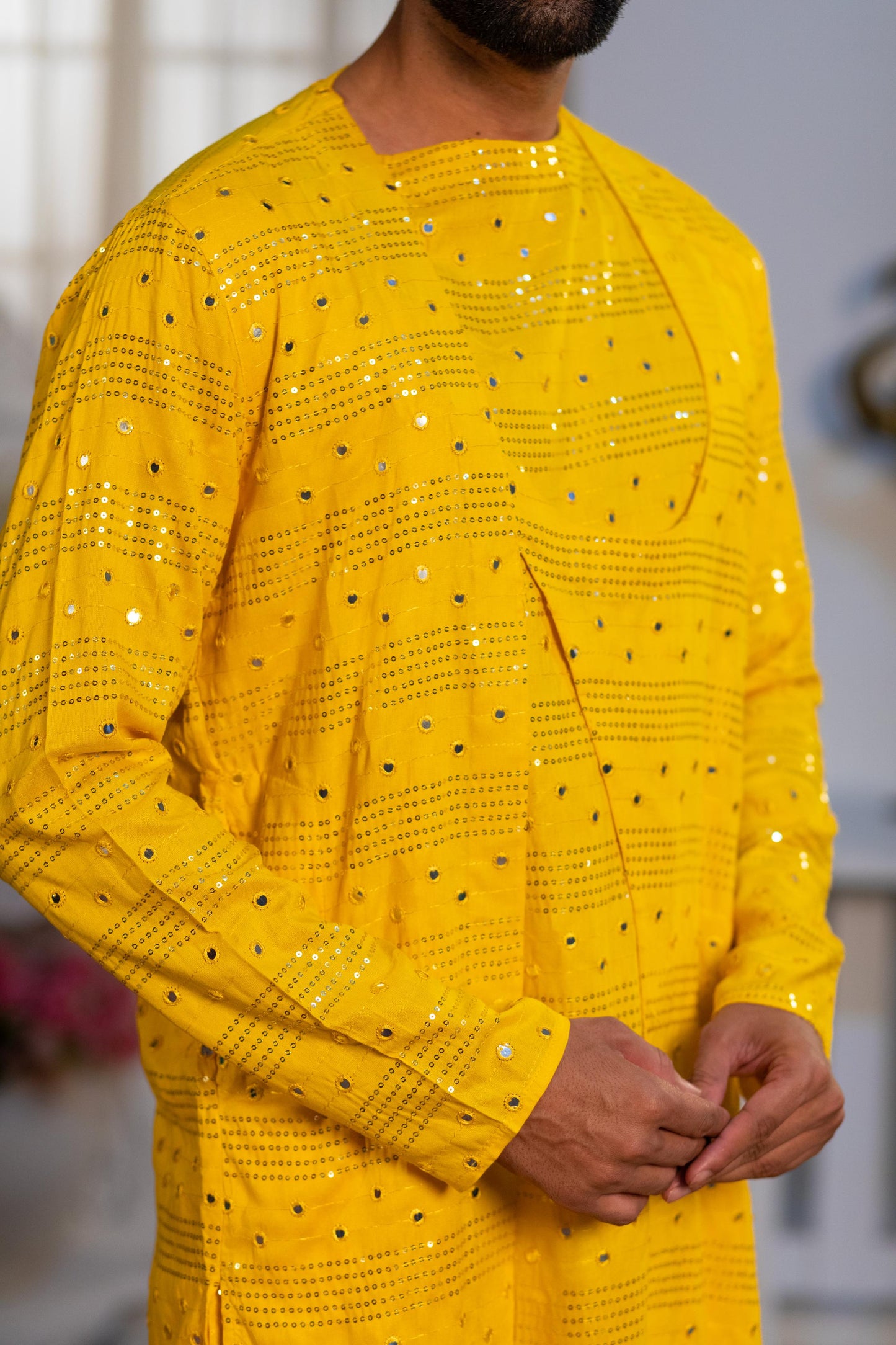 Sunflower Mirror Sequin Kurta