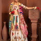 Devi White Emerald Allover Patch Work Silk Lehenga