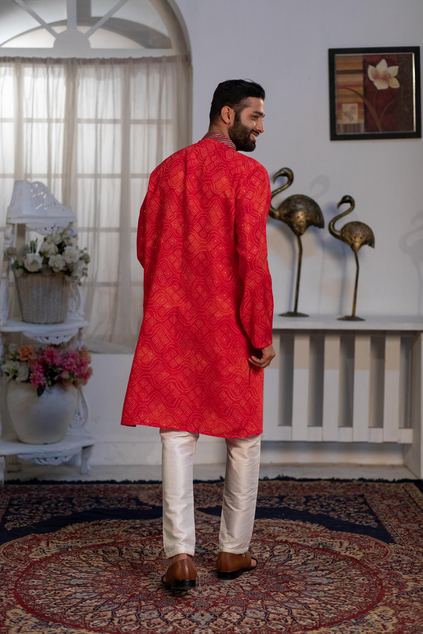 Brick Red Digital Print Kurta