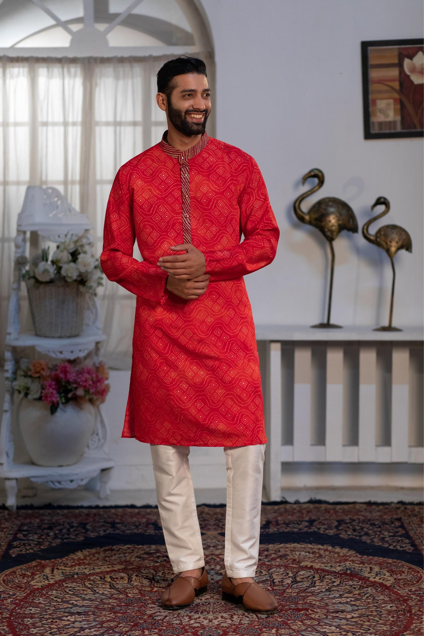 Brick Red Digital Print Kurta