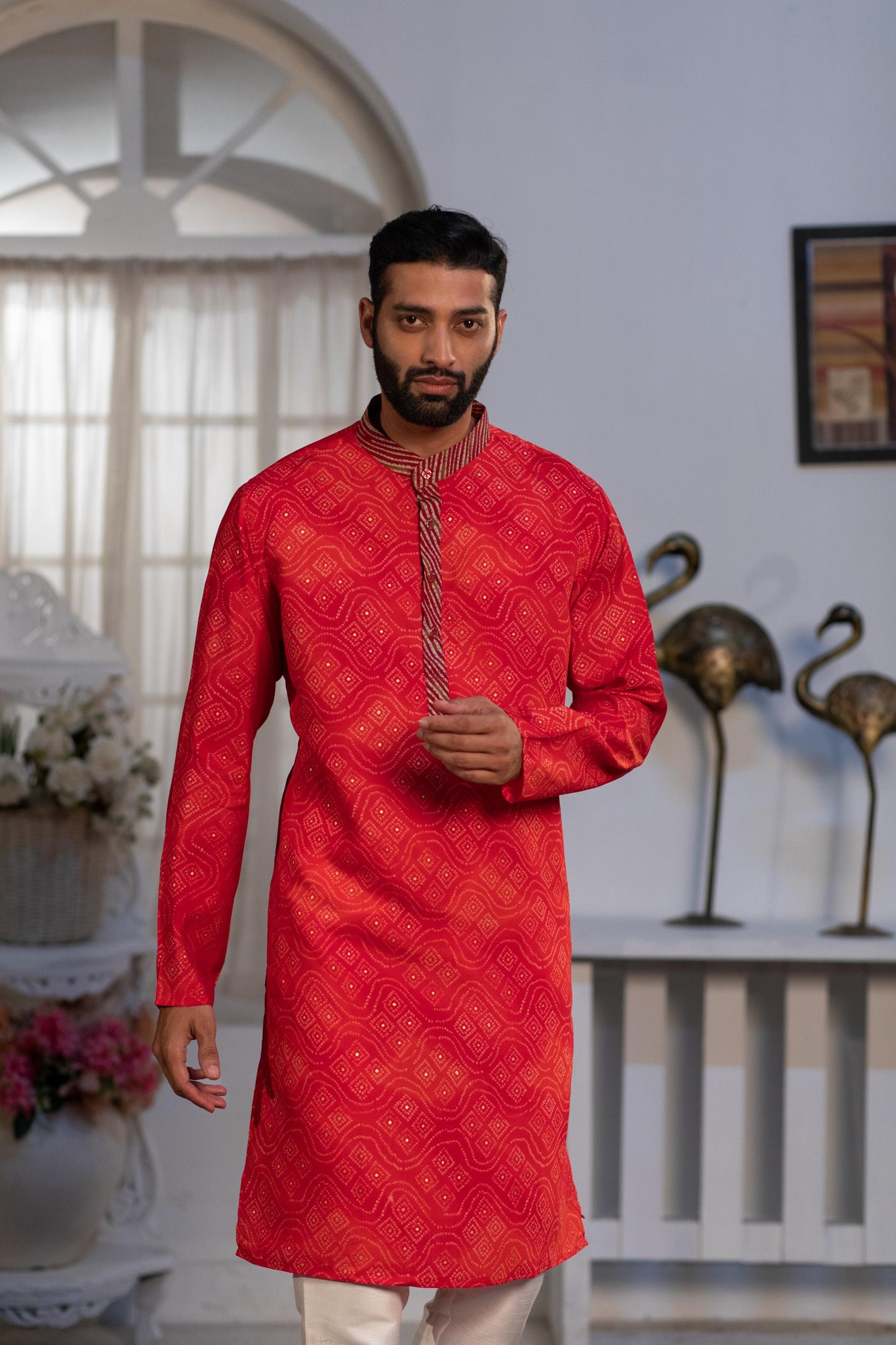 Brick Red Digital Print Kurta