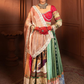 Surajmukhi Ikat Silk and Organza Lehenga