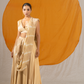 Beige Draping Palazzo Set with Organza Jacket and Dupatta