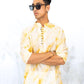 Yellow Mirror Work Checks Tie & Dye Kurta