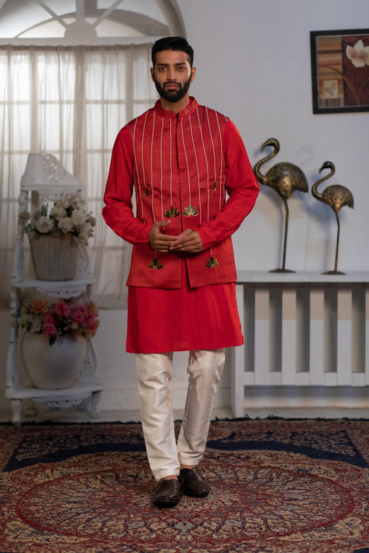 Carnelian Mirror Waistcoat Kurta