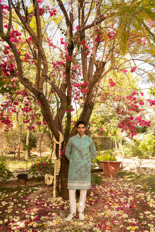 Refreshing Mint Shibori Kurta