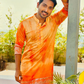 Exquisite Orange Embroidered Kurta with Elegant Border Detail