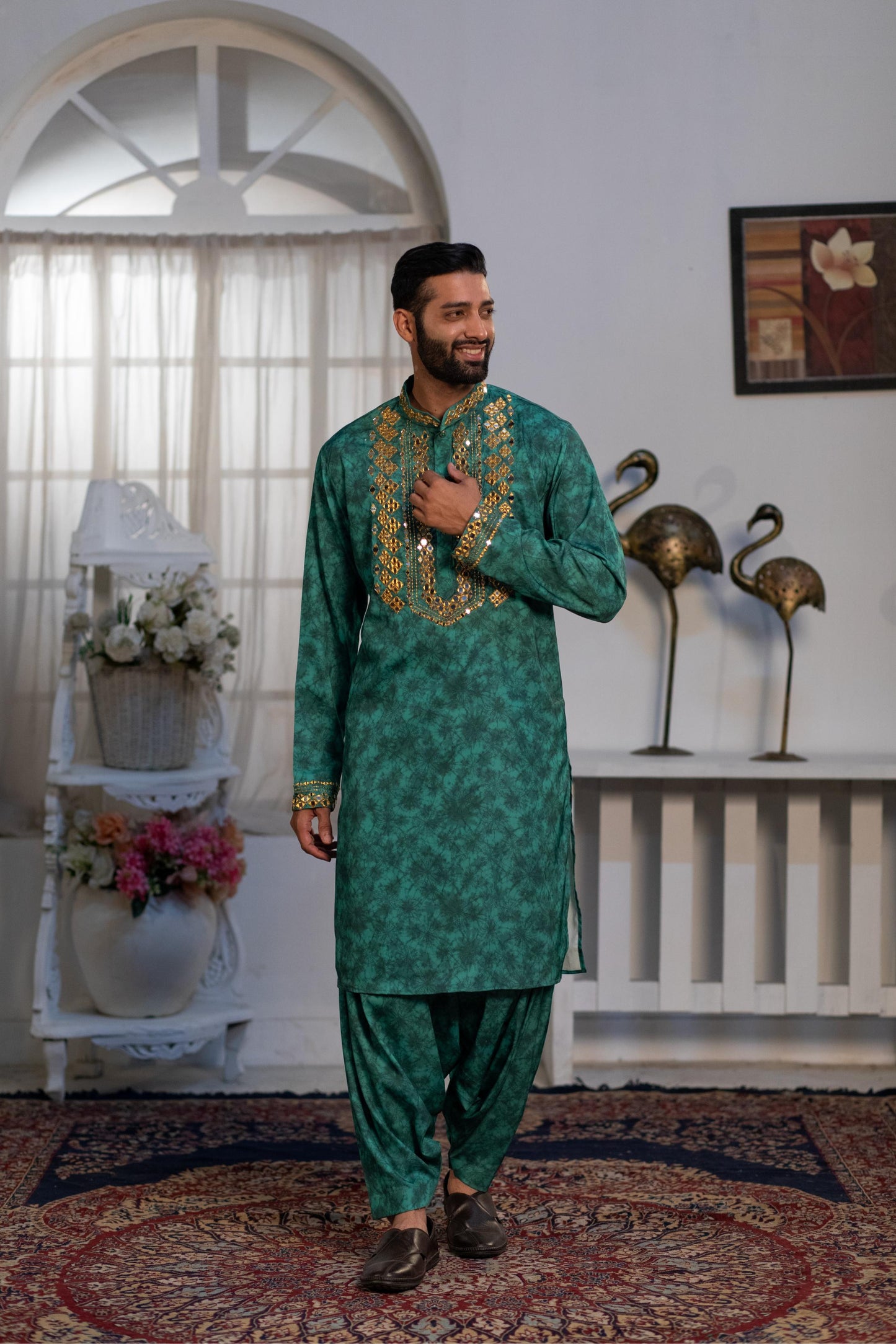 Myrtle Green Mirror Salwar Set