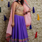 Purple Cotton Lehenga With Printed Dupatta