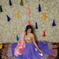 Purple Cotton Lehenga With Printed Dupatta