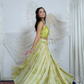 Green Printed Sequence lehenga And Drapped Blouse