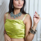 Green Printed Sequence lehenga And Drapped Blouse