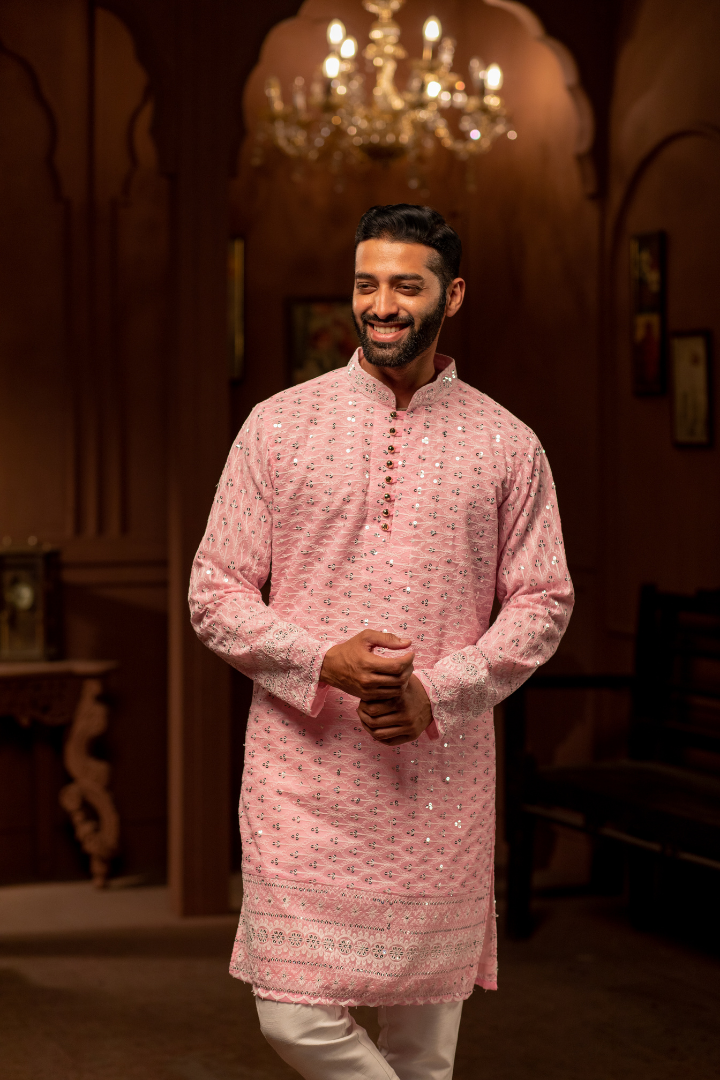 Baby Pink Chander Kurta