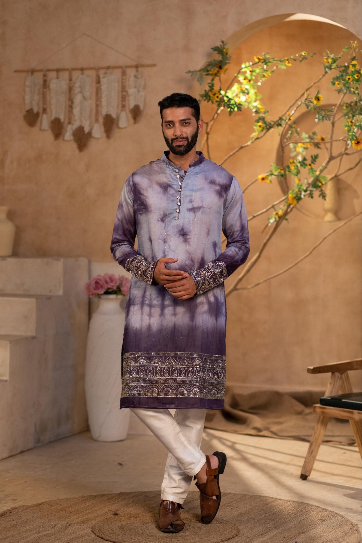 Purple Exquisite Embroidered Kurta