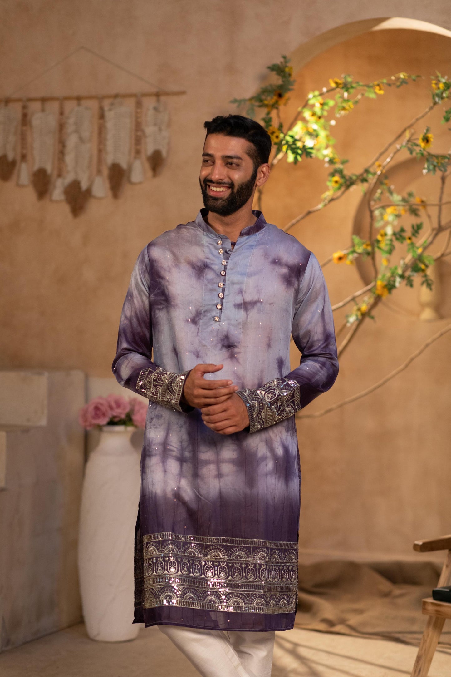 Purple Exquisite Embroidered Kurta