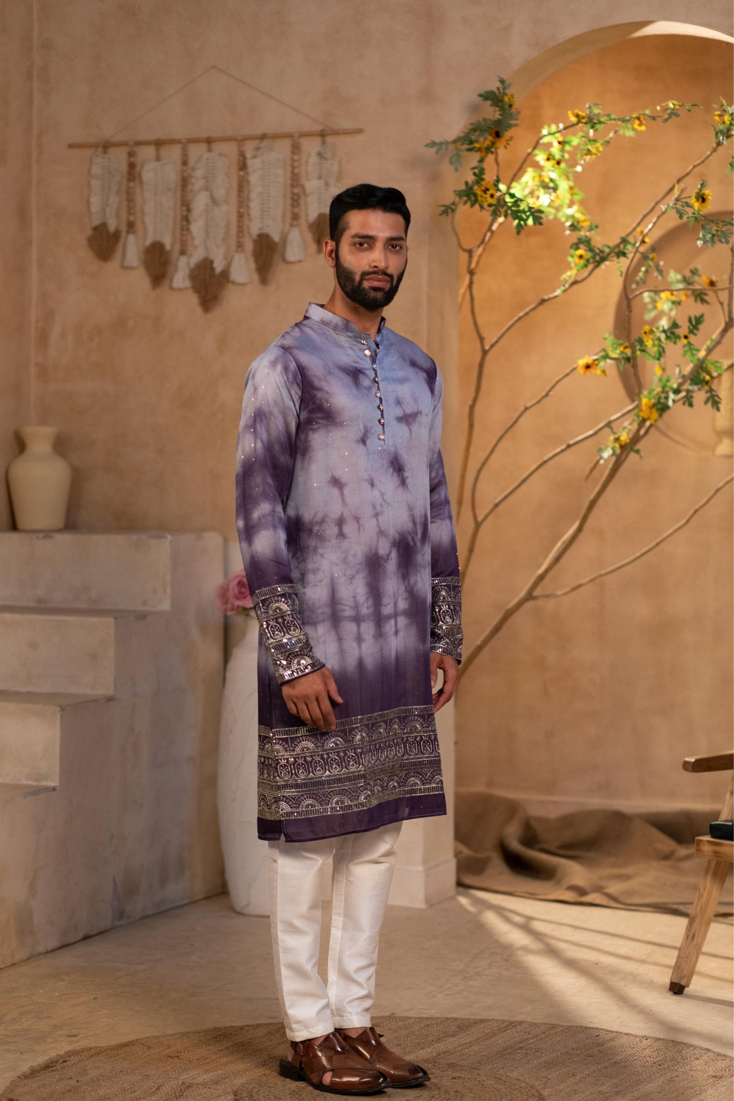 Purple Exquisite Embroidered Kurta