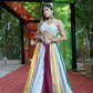 Multi-Colored Raw Silk Lehenga with Intricate Mirror Blouse