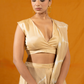 Beige Draping Palazzo Set with Organza Jacket and Dupatta