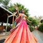 Designer Silk Lehenga Set: Shaded Elegance, Ikat Blouse, Vibrant Dupatta