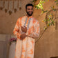 Dior Orange Border Kurta