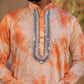 Dior Orange Border Kurta