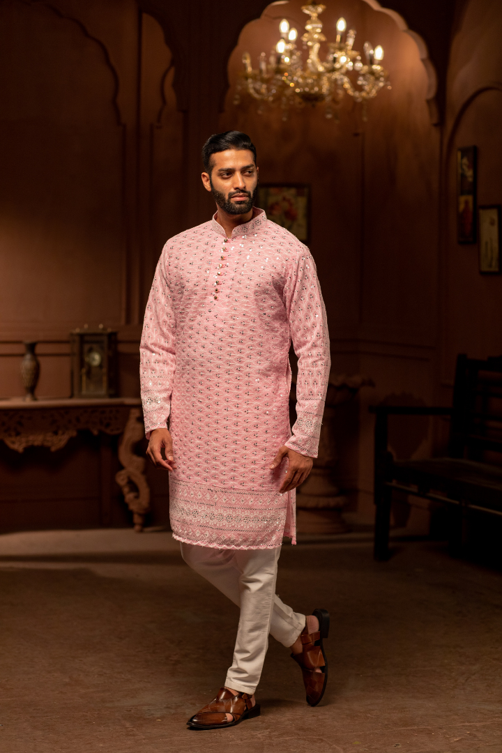 Baby Pink Chander Kurta