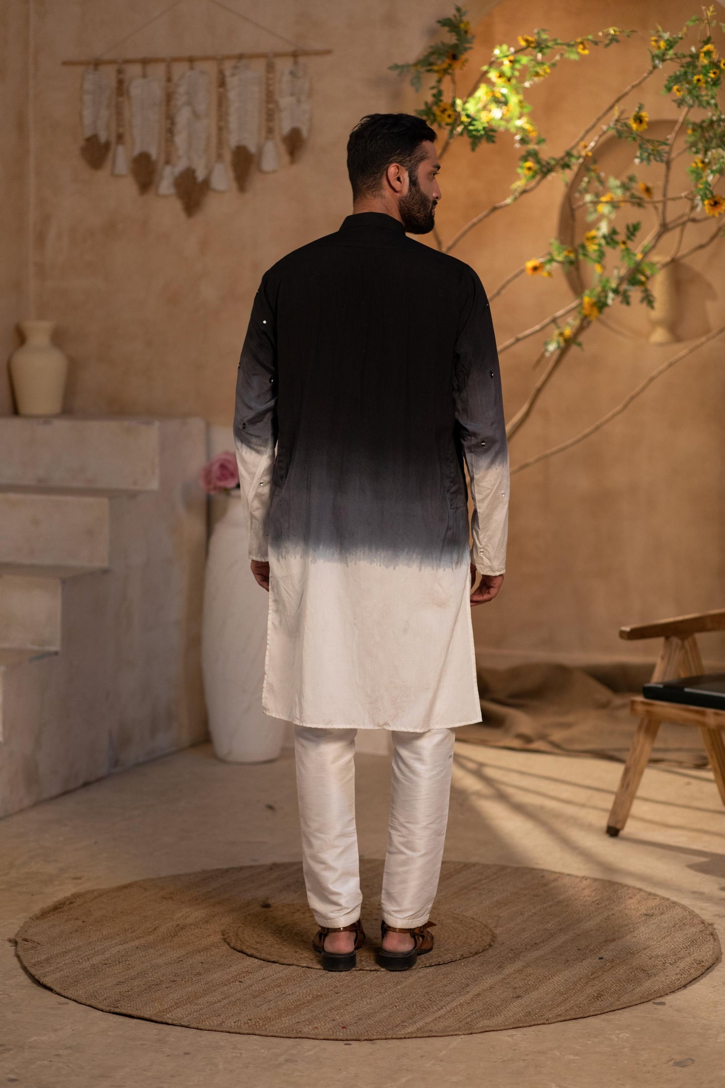 Silvery Black Mirror Kurta