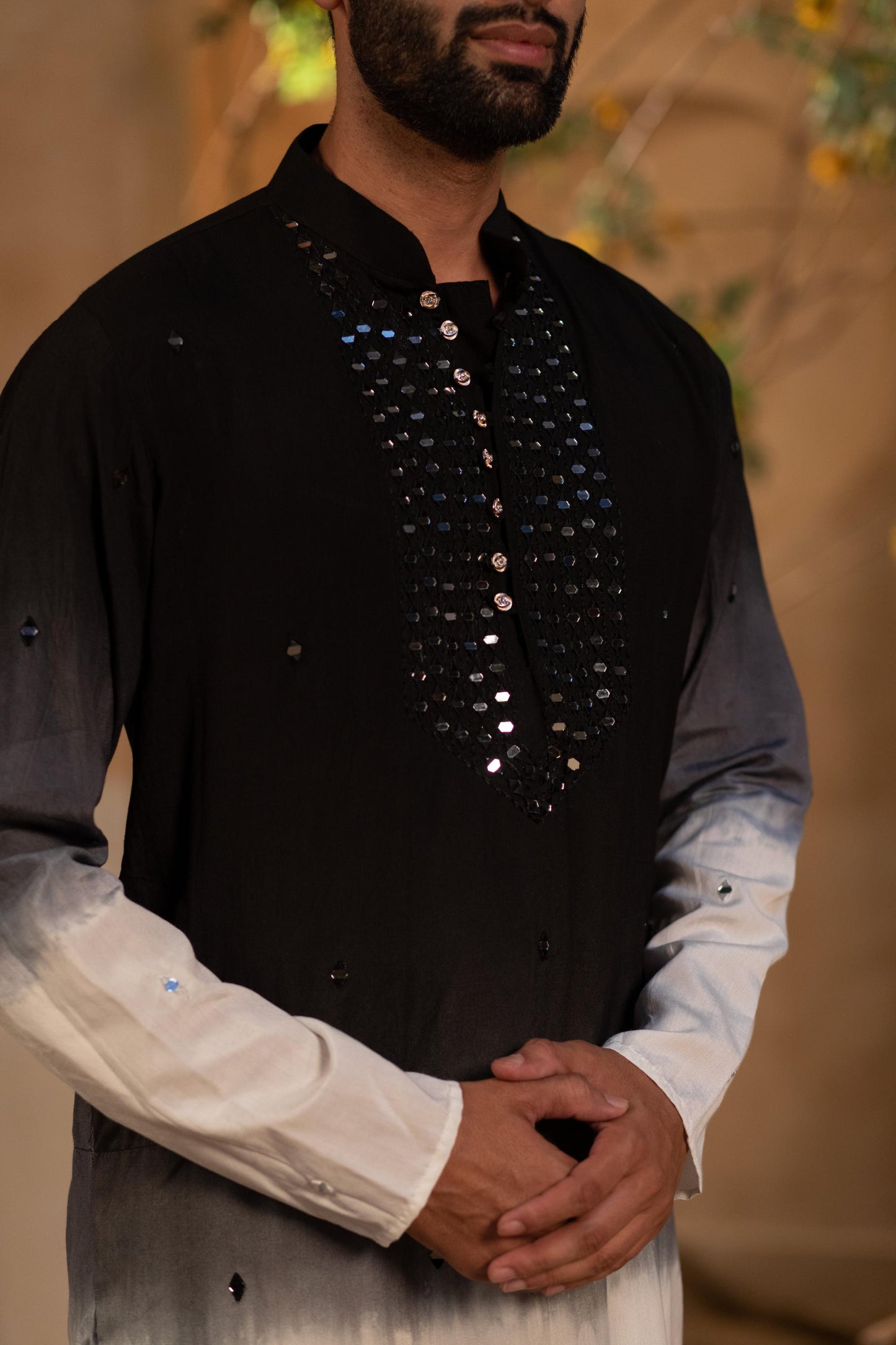 Silvery Black Mirror Kurta