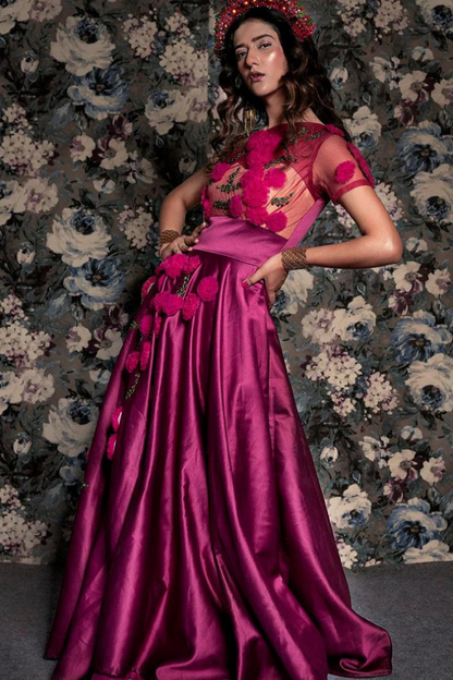 Pink Silk Satin Gown