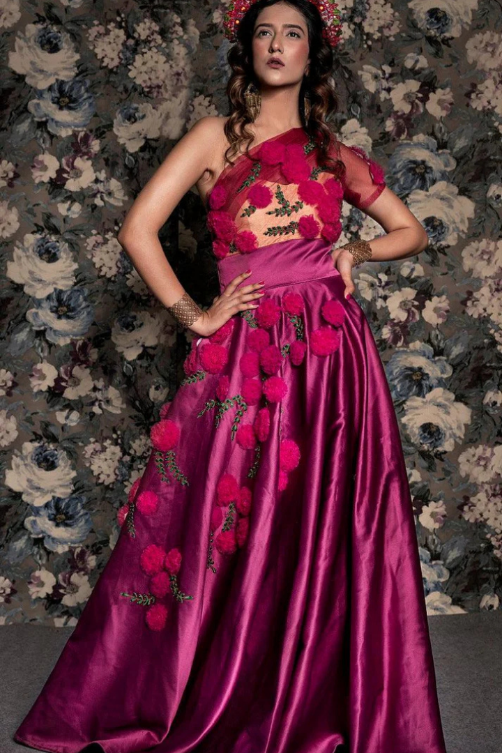 Pink Silk Satin Gown