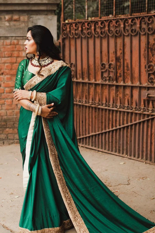 Green Crape Saree