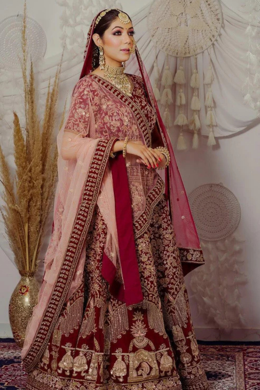 Red Velvet Bridal Lehenga