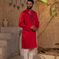 Crimson Red Self-Embroidered Kurta