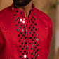 Crimson Red Self-Embroidered Kurta