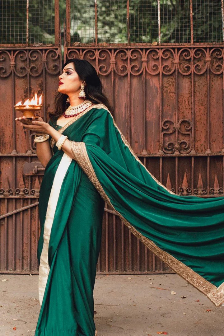 Green Crape Saree