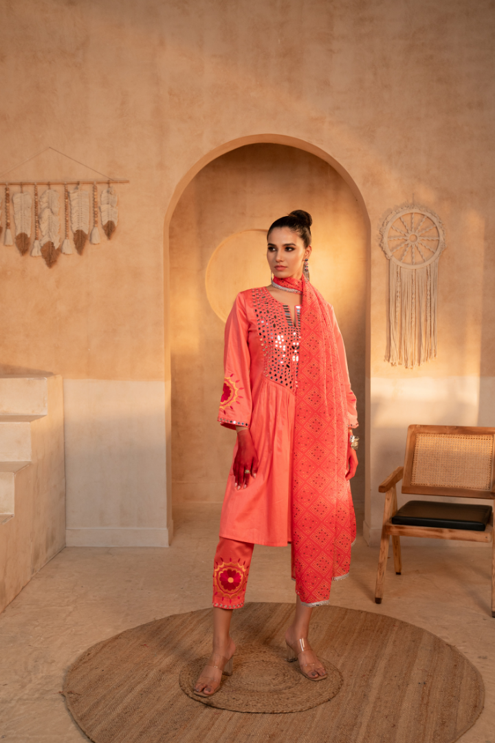 Tammanna - Blush Peach Mirror Kurta Pant