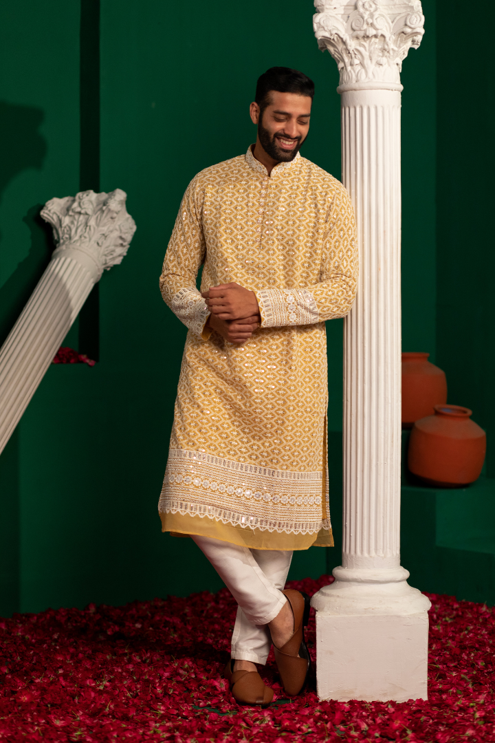 Yellow Forest Sequin Kurta